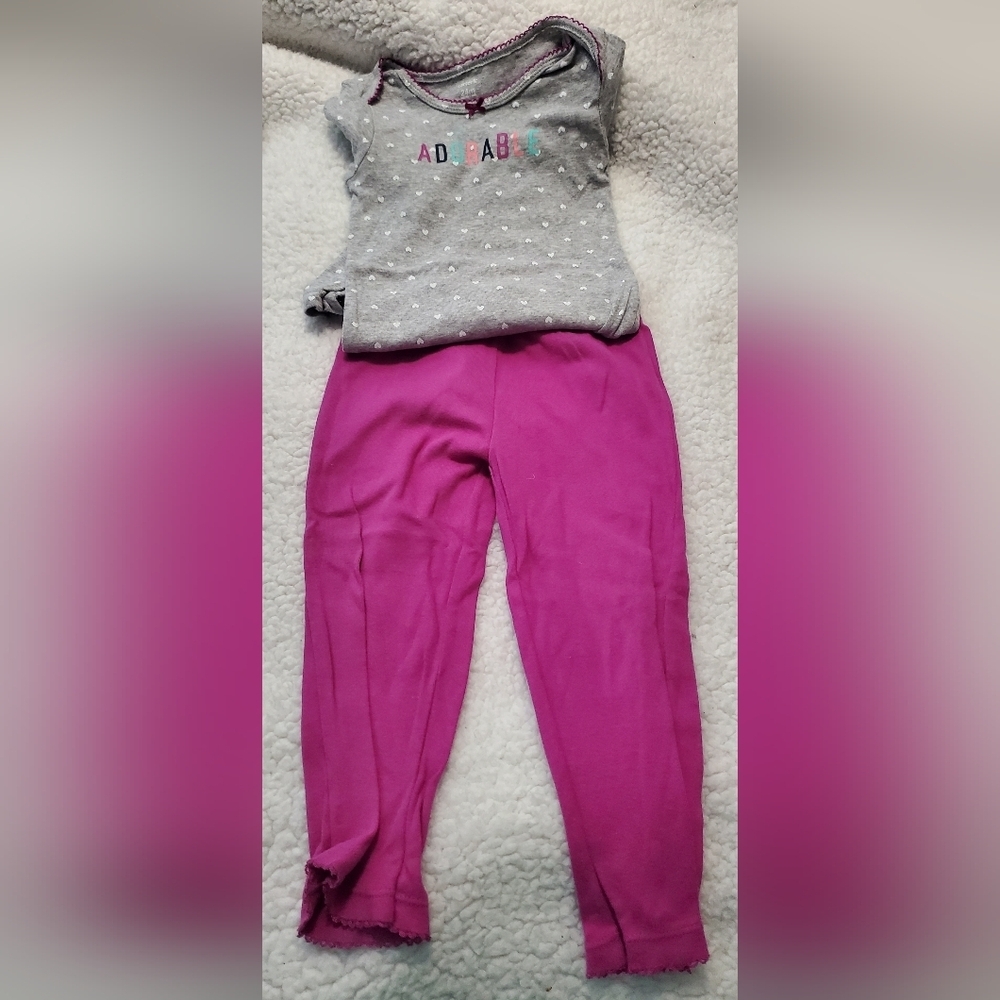 Carter's Toddler 2 piece set, "Adorable" onesie and unicorn leggings.